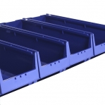 Small parts shelving 2100x1000x400, 32 bins 400x230x150 PPS +16 dividers