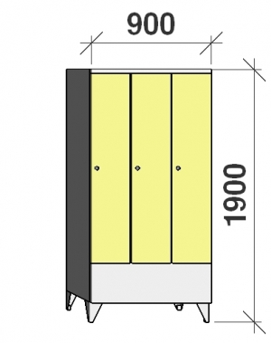 Locker 3x300, 1900x900x545 short door
