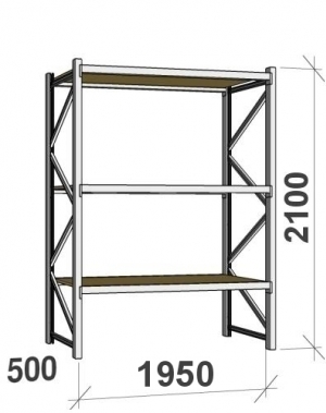 Starter bay 2100x1950x500 440kg/level,3 levels with chipboard MAXI