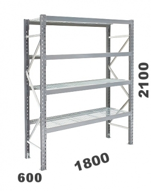 Starter bay 2100x1800x600 480kg/level, 4 levels with mesh deck