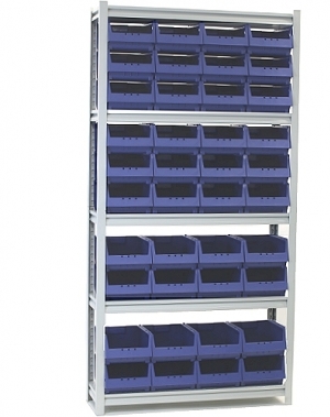 Boltless Shelving 1982x1000x300 with 40 Bins 300x230x150 PPS
