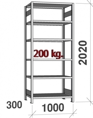 Starter bay 2020x1000x300, 6 shelves, ZN Kasten used