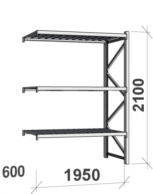 Extension bay 2100x1950x600 440kg/level,3 levels with steel decks MAXI