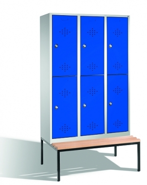 2-tier locker with bench, 6-doors, 2090x1200x500/815 mm