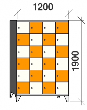 6-tier locker, 24 doors, 1900x1200x545 mm