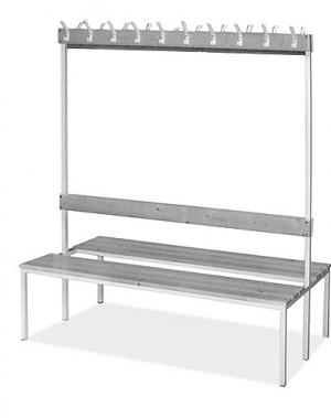 Double bench 1700x600x770 6 hook rail