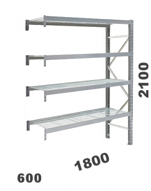 Extension bay 2100x1800x600, 480kg/level, 4 levels with mesh deck