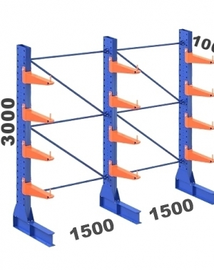 Set 3 L-Posts+12 Cantilevers 3000Hx3000Wx1000, 5 levels