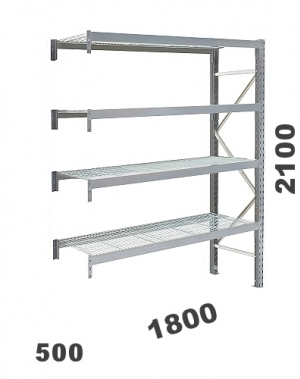 Extension bay 2100x1800x500 480kg/level, 4 levels with mesh deck