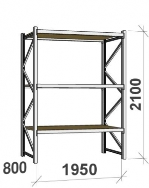 Starter bay 2100x1950x800 440kg/level,3 levels with chipboard