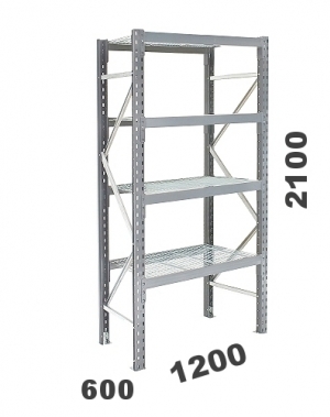 Starter bay 2100x1200x600, 500kg/level, 4 levels with mesh deck