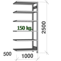 Extension bay 2500x1000x500 150kg/shelf,6 shelves