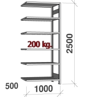 Extension bay 2500x1000x500 200kg/shelf,6 shelves