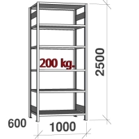 Starter bay 2500x1000x600 200kg/shelf,6 shelves