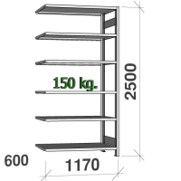 Extension bay 2500x1170x600 150kg/shelf,6 shelves