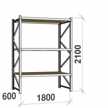 Metallihylly perusosa 2100x1800x600 480kg/taso,3 tasoa lastulevyllä käytetty