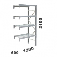 Extension bay 2100x1200x600, 500kg/level, 4 levels with mesh deck