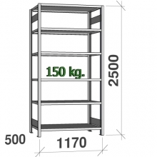 Varastohylly perusosa 2500x1170x500 150kg/hyllytaso,6 tasoa käytetty