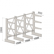 Ulokehylly 1-puolinen 4-pylväinen/12 uloketta 2500Hx4500Lx800S