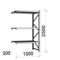 Extension bay 2500x1500x500 600kg/level,3 levels with steel decks