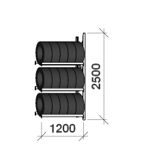 Rengashylly jatko-osa 2500x1200x500, 3 tasoa, 600kg/taso