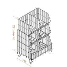 Wire stack container set with wheels 1182x595x1380, 3 levels, used